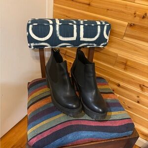 Dr. Martens Black Leather Platform Chelsea Ankle Boots